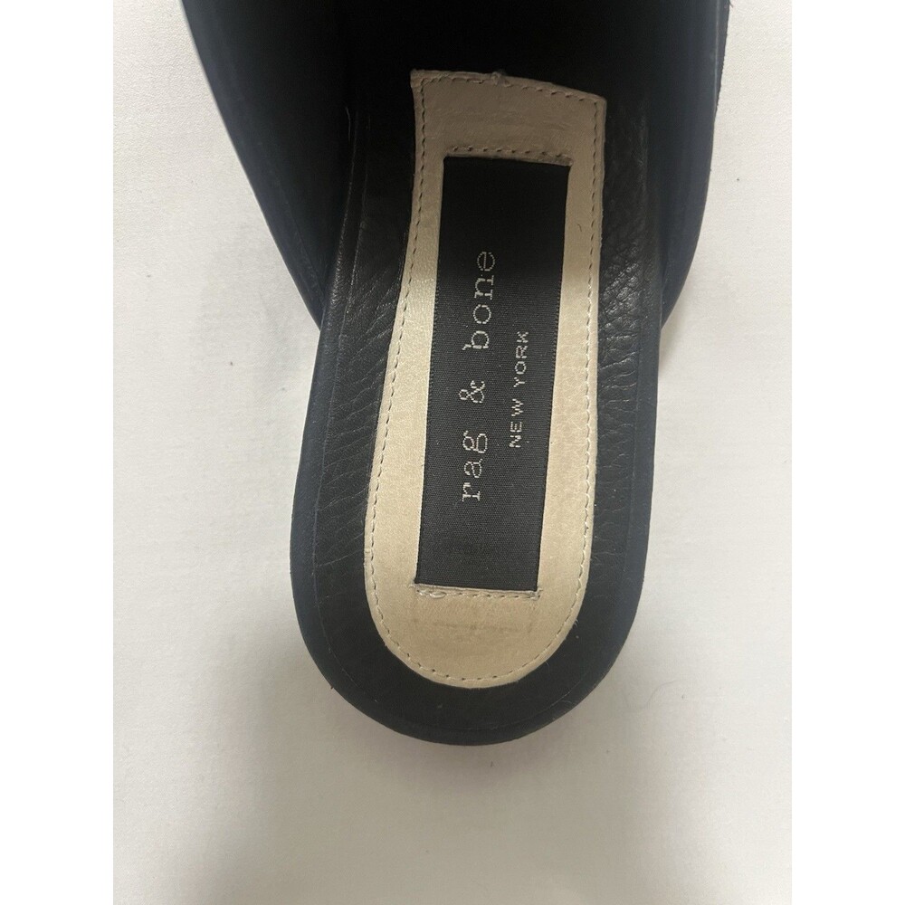 Rag & Bone Savoy Black Suede Leather Loafer Mules Slides Size 38 US 7.5 Italy - Picture 4 of 8
